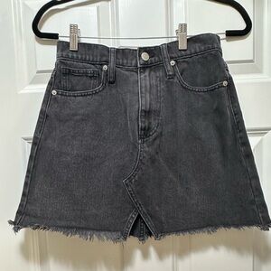 Madewell Black Denim Skirt with Frayed Hem